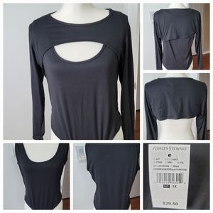 Black Body Suit with Crop Top